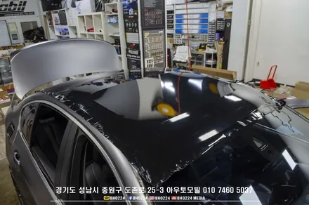 성남랩핑 F10 5시리즈 튜닝 수입차카스킨 아우토모빌 3M 사틴 다크 그레이 부분랩핑 루프스킨시공 / 성남,분당,판교