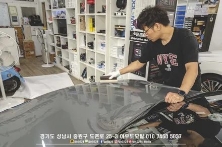 bmw f33 4시리즈 컨버터블 2채널 블랙박스 아크릴 윈드 디플렉터 RGB LED 오픈모듈작업 / 성남,분당,판교