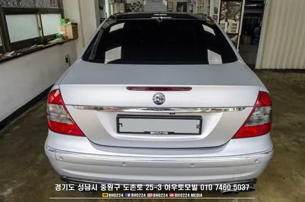 성남랩핑 벤츠 W211 E55AMG 올드한 메트실버 레이노썬팅 분당도촌동 아우토모빌 시공하기 / 성남,분당,판교