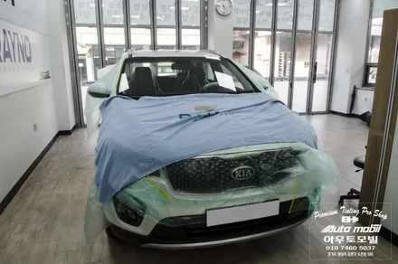 기아 올뉴 쏘렌토R 성남레이노썬팅 시공과 동시에 2채널 블랙박스 QXD950View 장착 / 성남,분당,판교