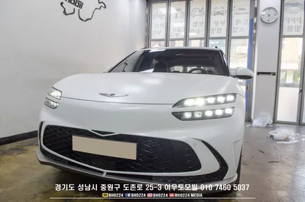 제네시스 gv60 신차썬팅 성남블락포디 빙고 등급으로 블랙박스와 함께 / 성남,분당,판교