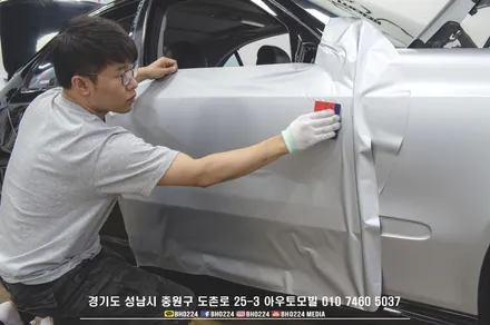 성남랩핑 F10 5시리즈 튜닝 수입차카스킨 아우토모빌 3M 사틴 다크 그레이 부분랩핑 루프스킨시공 / 성남,분당,판교