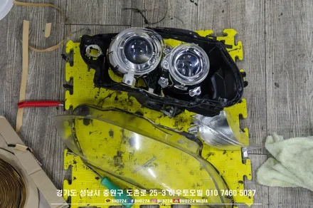 bmw e92 m3 오버휀다 바디킷 에어서스 튜닝차량 라이트습기제거 커버교체 발라스터 교체로 깨끗한 시안성 만들기 / 성남,분당,판교