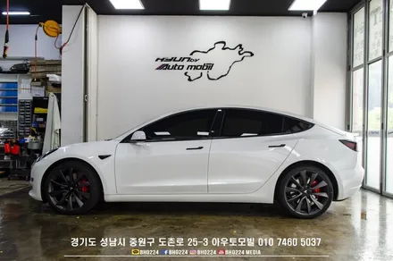 테슬라 모델3 레이노S7 썬팅 한판시공 아우토모빌 / 성남,분당,판교
