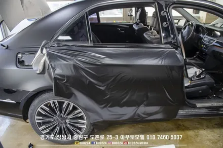 성남랩핑 부분시공도 레이노도촌점 아우토모빌 벤츠w212 e클래스 사고수리 입고 / 성남,분당,판교