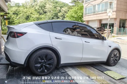 성남썬팅 테슬라 모델y 블락포디 비바 스카이블루 측후면 비반사 필름 시공 / 성남,분당,판교
