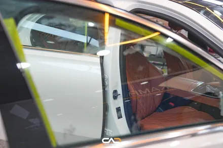 벤츠 S400d (W223) 여름을 맞이하여 글라스틴트 레이니블루 반사썬팅 재시공하기 ! - 대구 카인사이드