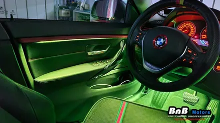 BMW 420d 그란쿠페 비노출 엠비언트 무드등 튜닝! 순정처럼 깔끔한 마감의 엠비언트 시공으로 실내 감성을 업그레이드! 창원 부산 엠비언트 / 거제 연초면