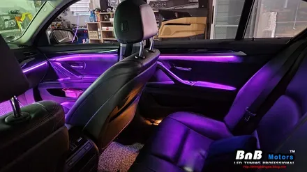 BMW 520d 실내 비노출 히든 간접조명 엠비언트 라이트 튜닝! 깔끔한 마감과 눈부심없는 무드램프 튜닝으로 실내분위기 업그레이드! 거제 부산 창원 비앤비모터스! / 거제 연초면