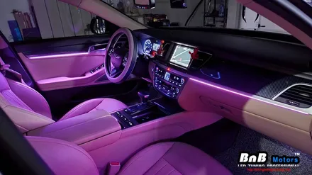 제네시스 DH 비노출 간접조명 엠비언트 라이트 튜닝! 순정처럼 깔끔한 마감과 눈부심없는 무드램프 튜닝으로 실내 분위기 업그레이드! 거제 부산 창원 비앤비모터스! / 거제 연초면