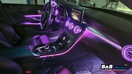 벤츠 C220d (w205) 비노출 간접조명 엠비언트라이트 튜닝! 송풍구 무드램프 및 전동트위터 엠비언트 튜닝으로 감성 넘치는 실내 인테리어 완성! 거제 부산 창원 비앤비모터스! / 거제 연초면