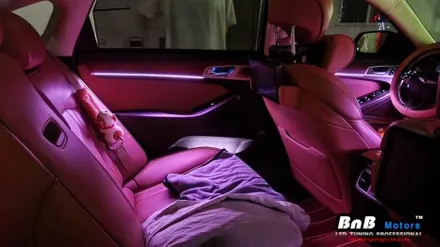 제네시스 G80 비노출 간접조명 엠비언트 라이트 튜닝! 칙칙했던 실내를 은은한 무드램프 튜닝으로 감성 충전! 야간드라이빙이 즐거워지는 튜닝! 거제 부산 창원 비앤비모터스!