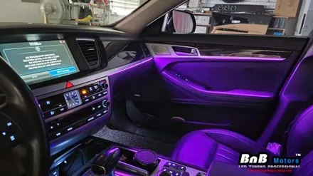 제네시스 G80(DH) 비노출 간접조명 엠비언트 라이트 튜닝! 순정같은 마감과 눈부심없는 무드램프 튜닝으로 실내 분위기 업그레이드! 거제 부산 창원 비앤비모터스! / 거제 연초면