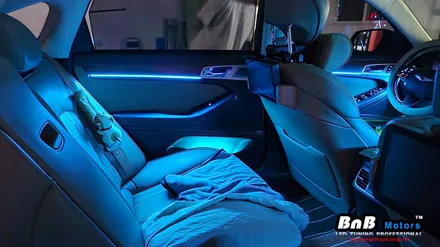 제네시스 G80 비노출 간접조명 엠비언트 라이트 튜닝! 칙칙했던 실내를 은은한 무드램프 튜닝으로 감성 충전! 야간드라이빙이 즐거워지는 튜닝! 거제 부산 창원 비앤비모터스!