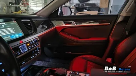 제네시스 G80(DH) 비노출 간접조명 엠비언트 라이트 튜닝! 순정같은 마감과 눈부심없는 무드램프 튜닝으로 실내 분위기 업그레이드! 거제 부산 창원 비앤비모터스! / 거제 연초면