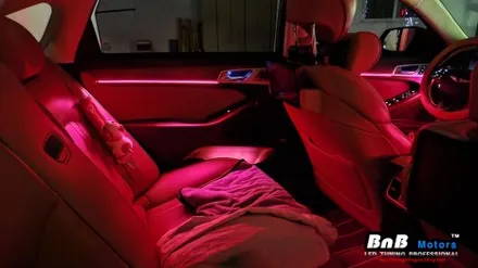 제네시스 G80 비노출 간접조명 엠비언트 라이트 튜닝! 칙칙했던 실내를 은은한 무드램프 튜닝으로 감성 충전! 야간드라이빙이 즐거워지는 튜닝! 거제 부산 창원 비앤비모터스!