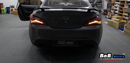 제네시스 쿠페 데루 등 움직이는 깜빡이 무빙 시퀀셜 튜닝. 거제 부산 통영 LED 튜닝은 [비앤비 모터스] / 거제 연초면