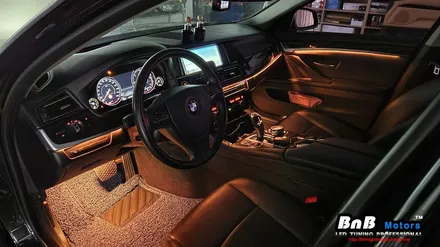 BMW 520d 실내 비노출 히든 간접조명 엠비언트 라이트 튜닝! 깔끔한 마감과 눈부심없는 무드램프 튜닝으로 실내분위기 업그레이드! 거제 부산 창원 비앤비모터스! / 거제 연초면