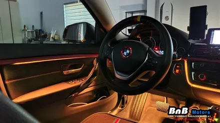 BMW 420d 그란쿠페 비노출 엠비언트 무드등 튜닝! 순정처럼 깔끔한 마감의 엠비언트 시공으로 실내 감성을 업그레이드! 창원 부산 엠비언트 / 거제 연초면