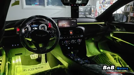 제네시스 G70 실내 비노출 히든 엠비언트 무드등 튜닝! 순정같은 퀄리티의 눈부심없이 깔끔한 무드등 튜닝! 경남 거제 창원 부산 비앤비모터스 / 거제 연초면