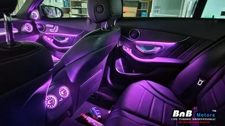 벤츠 C220d (w205) 비노출 간접조명 엠비언트라이트 튜닝! 송풍구 무드램프 및 전동트위터 엠비언트 튜닝으로 감성 넘치는 실내 인테리어 완성! 거제 부산 창원 비앤비모터스! / 거제 연초면