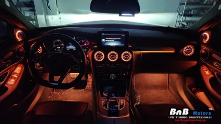 벤츠 C220d (w205) 비노출 간접조명 엠비언트라이트 튜닝! 송풍구 무드램프 및 전동트위터 엠비언트 튜닝으로 감성 넘치는 실내 인테리어 완성! 거제 부산 창원 비앤비모터스! / 거제 연초면