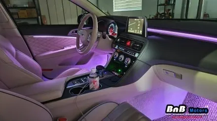 제네시스 G70 비노출 간접조명 엠비언트 라이트 튜닝! 순정같은 마감과 눈부심없는 무드램프 튜닝! 거제 부산 창원 비앤비모터스! / 거제 연초면
