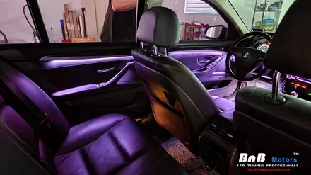 BMW 520d 실내 비노출 히든 간접조명 엠비언트 라이트 튜닝! 깔끔한 마감과 눈부심없는 무드램프 튜닝으로 실내분위기 업그레이드! 거제 부산 창원 비앤비모터스! / 거제 연초면