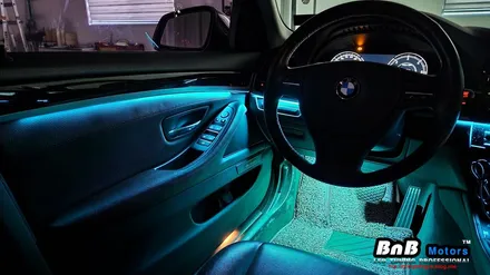 BMW 520d 실내 비노출 히든 간접조명 엠비언트 라이트 튜닝! 깔끔한 마감과 눈부심없는 무드램프 튜닝으로 실내분위기 업그레이드! 거제 부산 창원 비앤비모터스! / 거제 연초면
