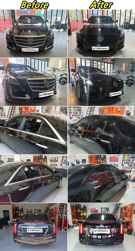 캐딜락 CTS 외관 크롬딜리트 /크롬 죽이기 시공 / 양주시 덕정동