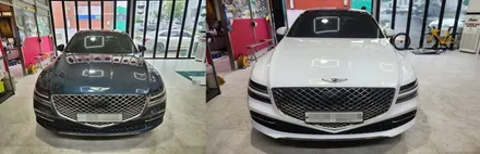제네시스 G80 RG3 전체랩핑 화사한 화이트 컬러 시공 / 양주시 덕정동
