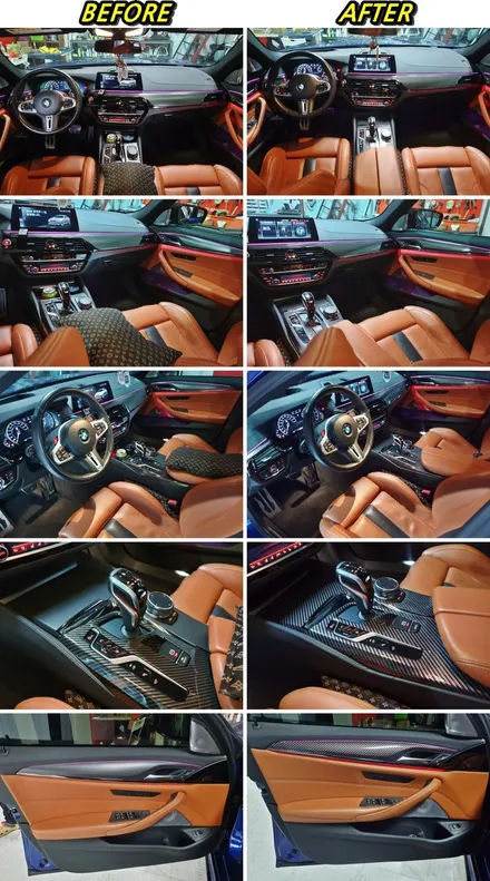 BMW 5시리즈 고성능 세단 M5 실내카본 랩핑시공 / 양주시 덕정동