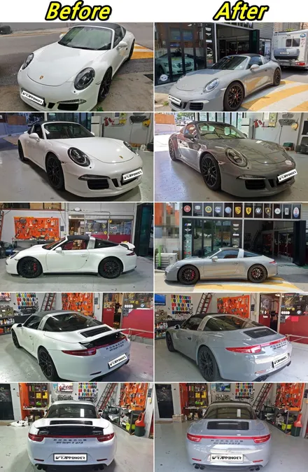 포르쉐 911 타르가 4GTS 락그레이 전체랩핑시공_랩핑거 / 양주시 덕정동