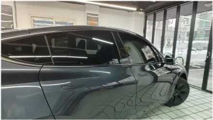 부산 명지 테슬라 모델Y  에버그린 S99 썬팅 시공입니다