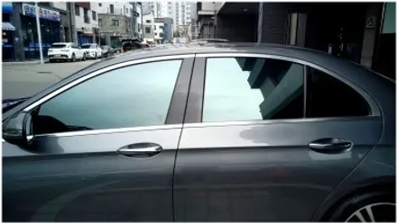 부산 명지 벤츠 W213 E클래스 블락포디 스카이블루 썬팅 재시공입니다