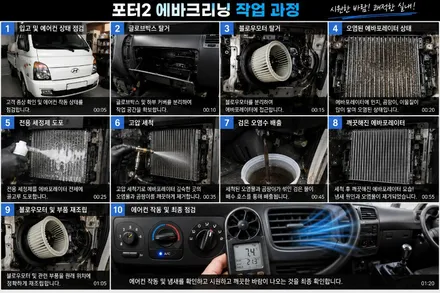 [노원 에바크리닝] 포터2 에어컨 바람 약함 해결! 카센터 견적 100만 원 아낀 세척 후기 / 남양주시 덕소
