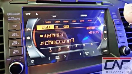 대전네비매립 * 블루투스 없는 올뉴모닝 콤팩트차량 블루투스 삽입과 일체형네비매립기 / 대전 서구