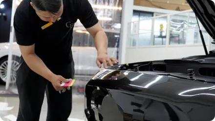 벤츠 gt43 amg 그라파이트에서 블랙메탈릭으로 전체랩핑 / 서울 강서구
