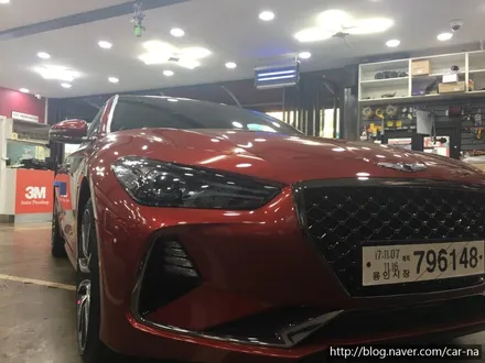 영등포 현대 G70 3M CM,CP틴팅시공/전면CM30%측후면CP15%/제네시스 G70 외장 블레이징 레드, 내장 스포츠 레드 / 영등포구 문래동