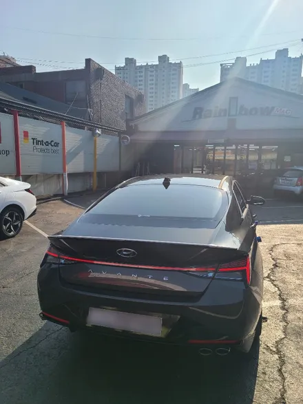 영등포 신차패키지 전문) 2020 아반떼N라인 레인보우V70 틴팅 시공 + 아이나비 Z5000블랙박스 장착 / 서울 양천, 구로, 강서, 영등포, 부천