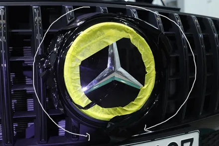 벤츠 GLE 53 AMG 세로 그릴 부분 랩핑 / 엠블럼 랩핑 시공 / 대구 카앤맨 / 대구 북구 검단동