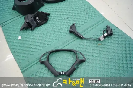 인피니티 g37 실내 까짐, 벗겨짐 실내랩핑으로 해결/윈도우스위치/핸들 블랙카본 시공/카앤맨 / 대구 북구 검단동