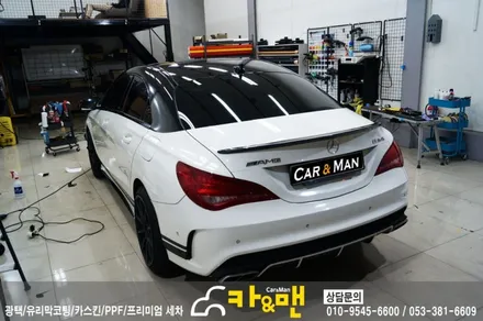 대구 벤츠 cla 45amg 쿠페라인(필러라인) 시공 및 루프스킨 시공/ 카앤맨 / 대구 북구 검단동