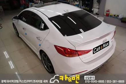 대구 아반떼 스포츠 루프스킨(하이그로시) 및 사이드미러 랩핑 /카앤맨 / 대구 북구 검단동