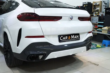BMW X6 (G06) 리어 스포일러 / 머플러 팁 부분 랩핑 시공 / 대구 카앤맨 / 대구 북구 검단동