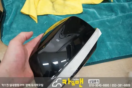 대구 bmw 5시리즈(520d) 사이드미러 부분 랩핑(스틸 브러쉬) 시공 /카앤맨 / 대구 북구 검단동