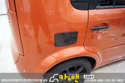 대구 닛산 큐브 루프스킨/사이드미러/도어캐치 부분랩핑 시공/카앤맨 / 대구 북구 검단동