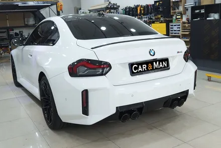 BMW M2 (G87) / PPF 라이트필름 / 사이드미러/ 리어 스포일러/ 머플러 팁 부분 랩핑 시공 / 대구 카앤맨 / 대구 북구 검단동