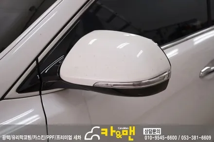 대구 싼타페 더 프라임 사이드미러 카본랩핑/도어캐치 블랙무광랩핑/도어컵 ppf 시공/ 카앤맨 / 대구 북구 검단동
