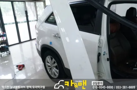 대구 쏘렌토 R 루프스킨(파썬 차량)/스포일러 부분 랩핑 및 윈도우 테두리 랩핑 시공/카앤맨 / 대구 북구 검단동